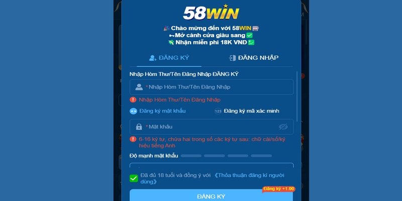 Ghi nhớ lưu ý khi thực hiện việc đăng ký 58WIN